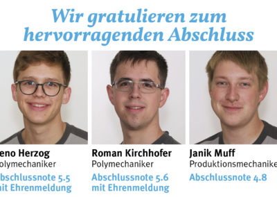 Wir gratulieren zum Lehrabschluss!